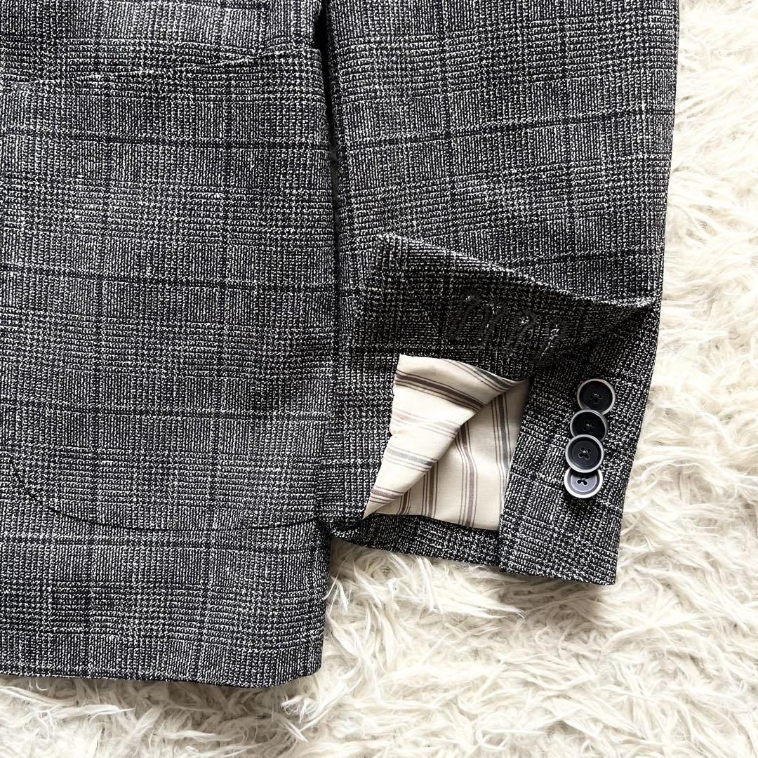 美品>LARDINI ネイビー ウール フラックス ジャケット サイズ44