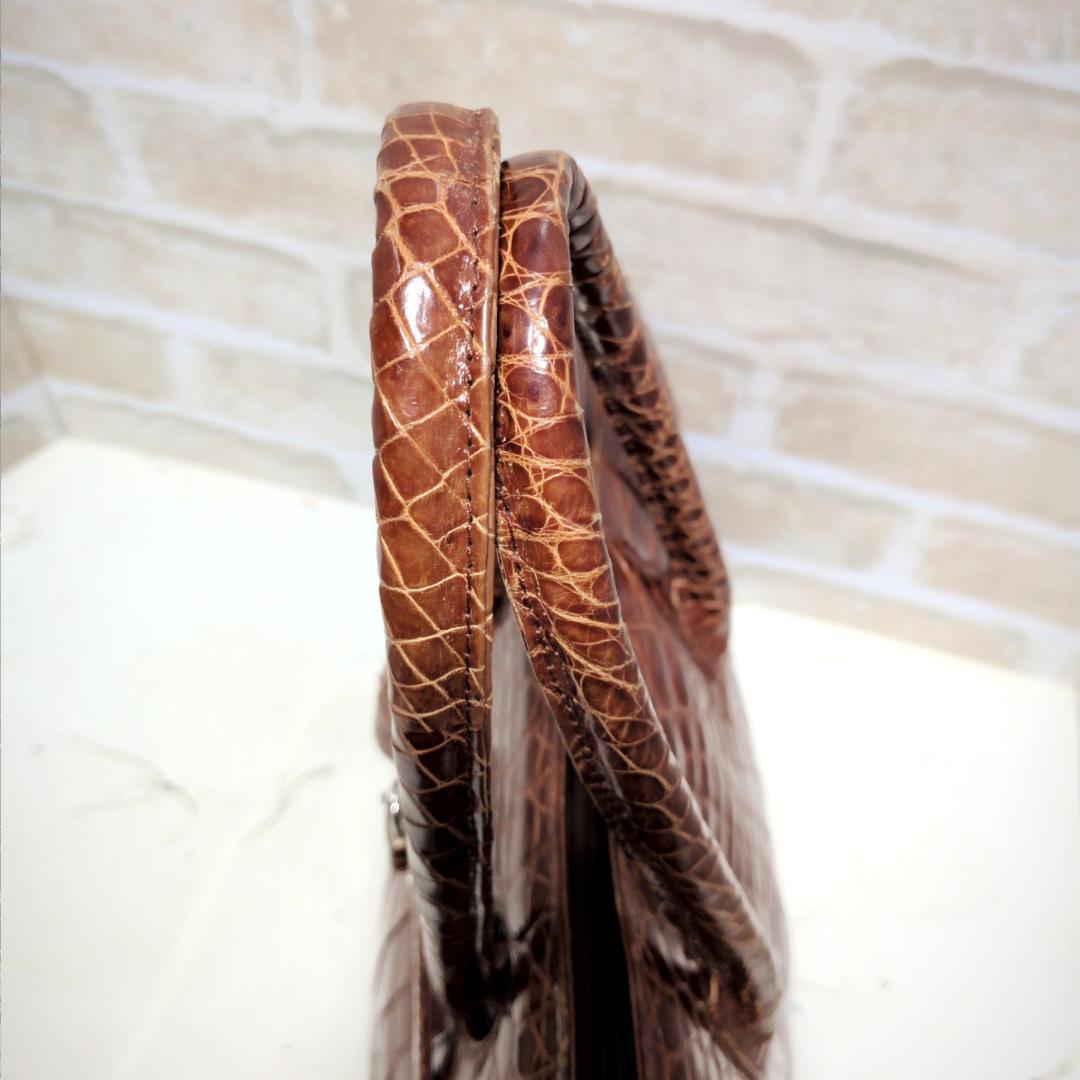 ★JRA クロコダイル ハンドバッグ シャイニングブラウン 希少レア ★JRA クロコダイル ハンドバッグ シャイニングブラウン 希少レア