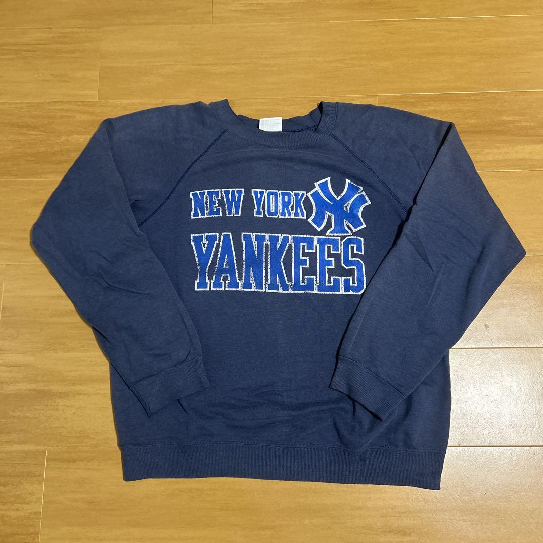 Hanes 80s Yankees ヘインズ ラグラン スウェット ネイビー