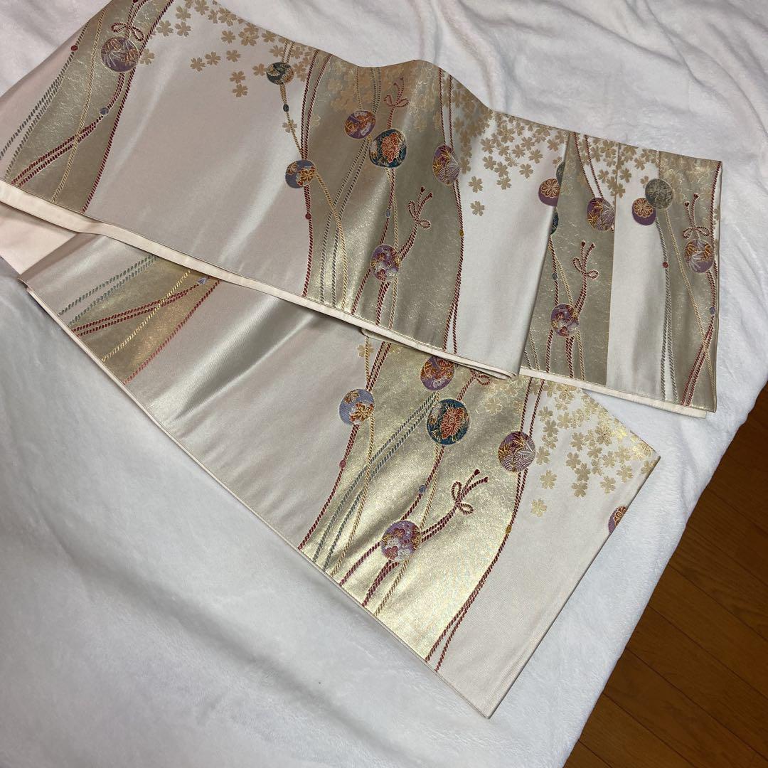 年末のプロモーション特価！ 和装☆極美品！ 桜モチーフ春らしさ満開の袋帯 正絹入学式や卒業 着物・浴衣