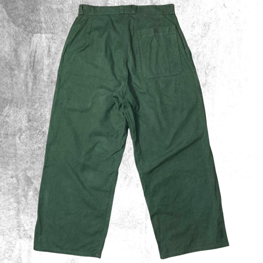 【アキオ】フランス軍 コットンツイルパンツ ワンタック Olive