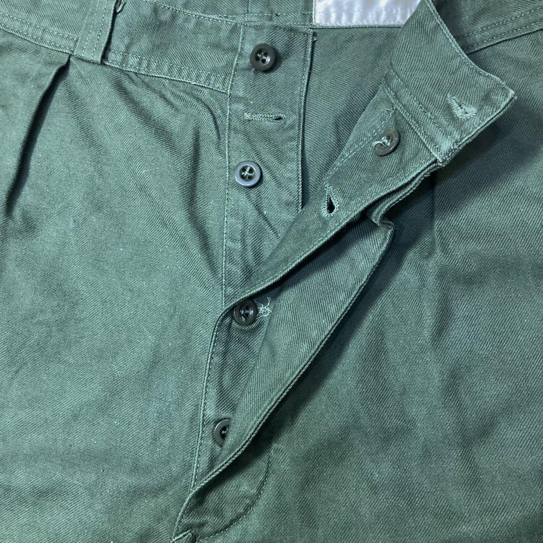 【アキオ】フランス軍 コットンツイルパンツ ワンタック Olive