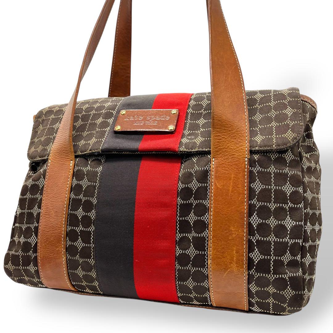 kate spade ケイトスペード ショルダーバッグ レザー ライン 黒