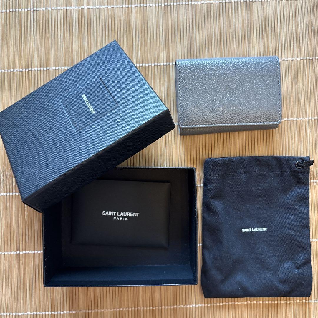 SAINT LAURENT グレー 三つ折り財布