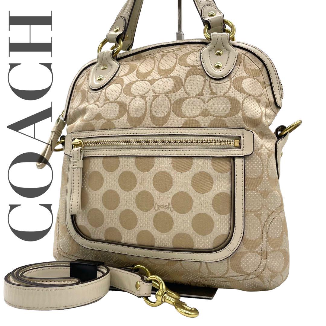 未使用級　極美品　coach コーチ　ドット　ゴールドベージュ　2way