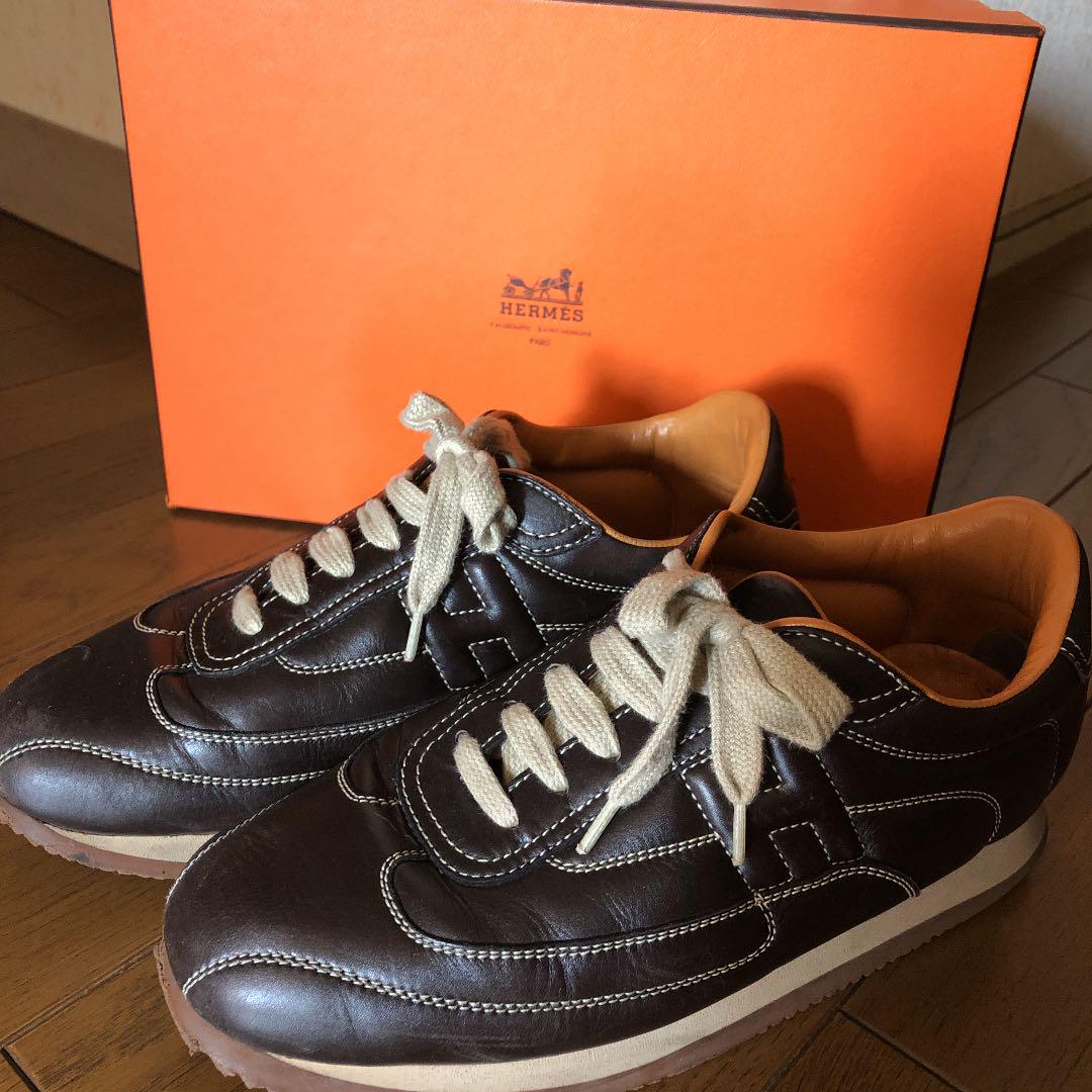 HERMES レザースニーカー 37.5