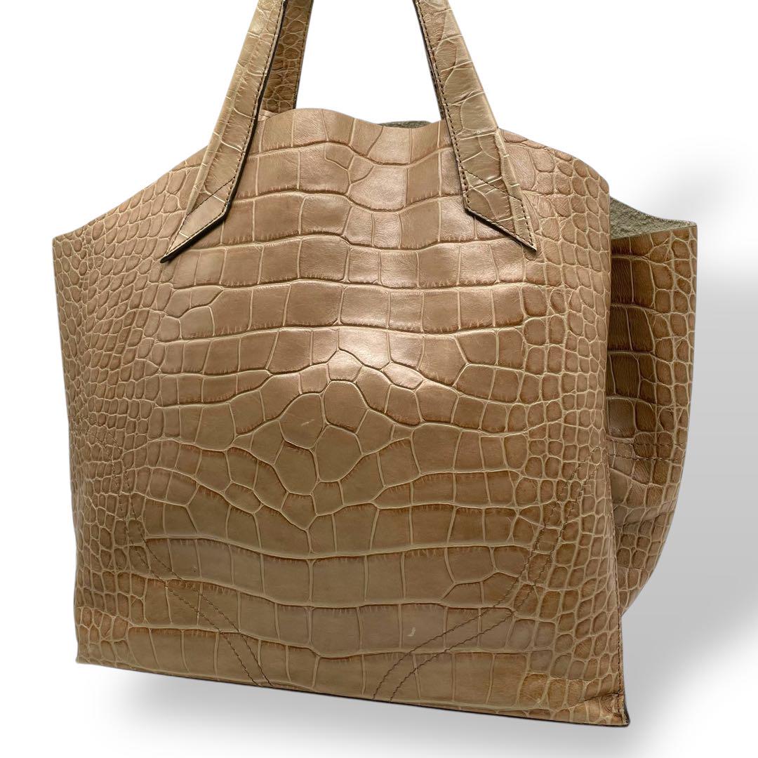 【SALE】 美品 ベージュ クロコ型押し ユッカ レザー トートバッグ FURLA バッグ