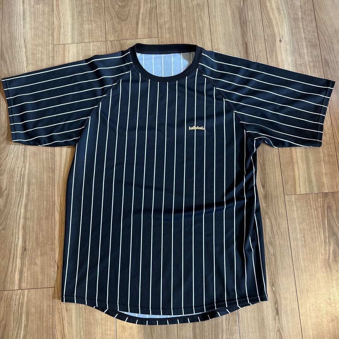 【完売品】ballaholic stripe cool tee XL 白黒 styles（スタイルス）の「メンズ ボーラホリック クール機能素材
