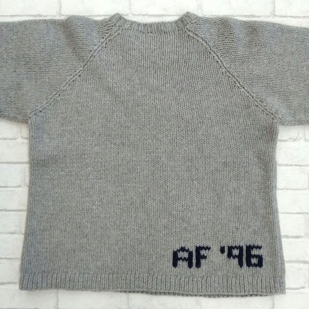 E75　アバクロンビー&フィッチ　インターシャロゴ　ハンドニット　90s E75 アバクロンビー&フィッチ インターシャロゴ ハンドニット