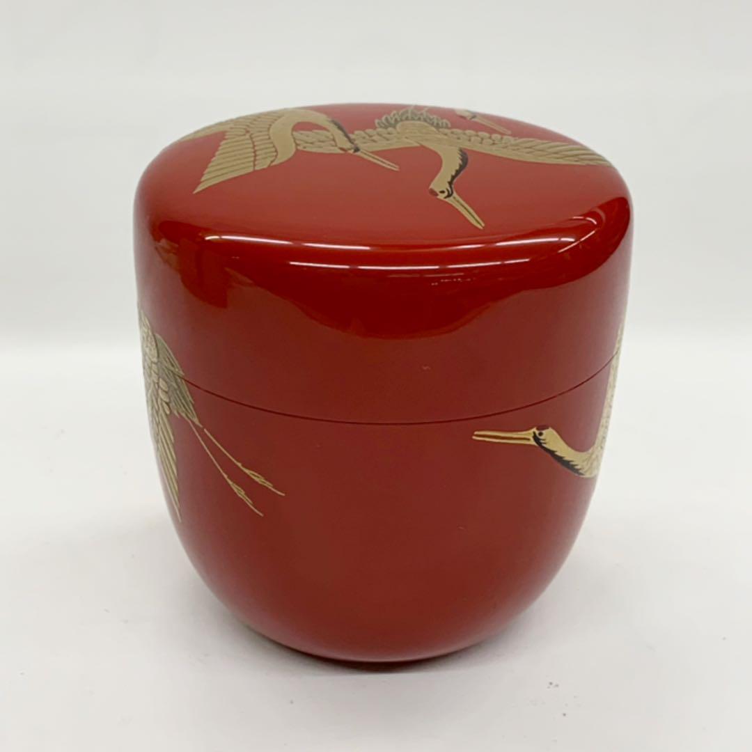 種類豊富な品揃え 大棗 市川準斎｜美術品・アンティーク 内銀 朱鶴蒔絵】高蒔絵 工芸品