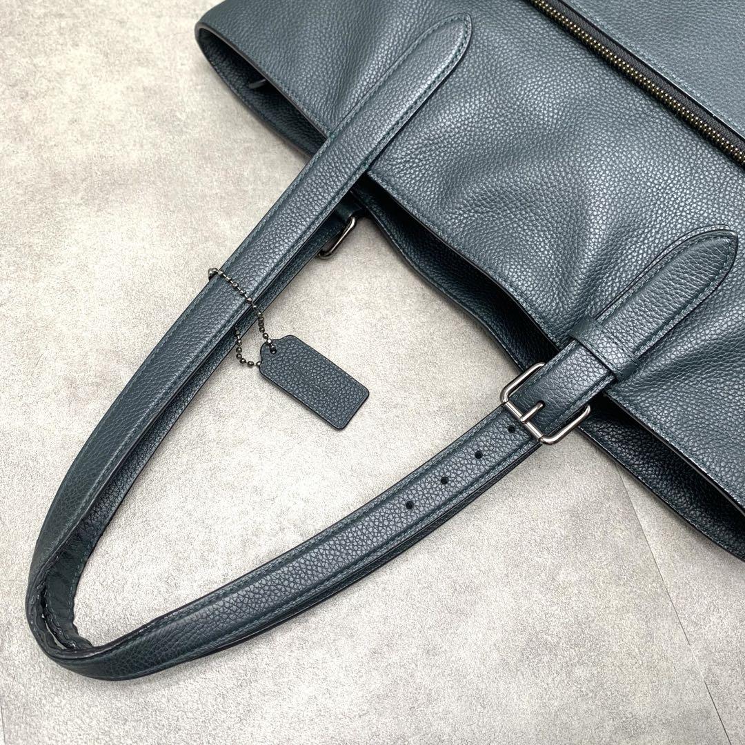 COACH メトロポリタン トートバッグ ショルダーバッグ シボ革 グリーン