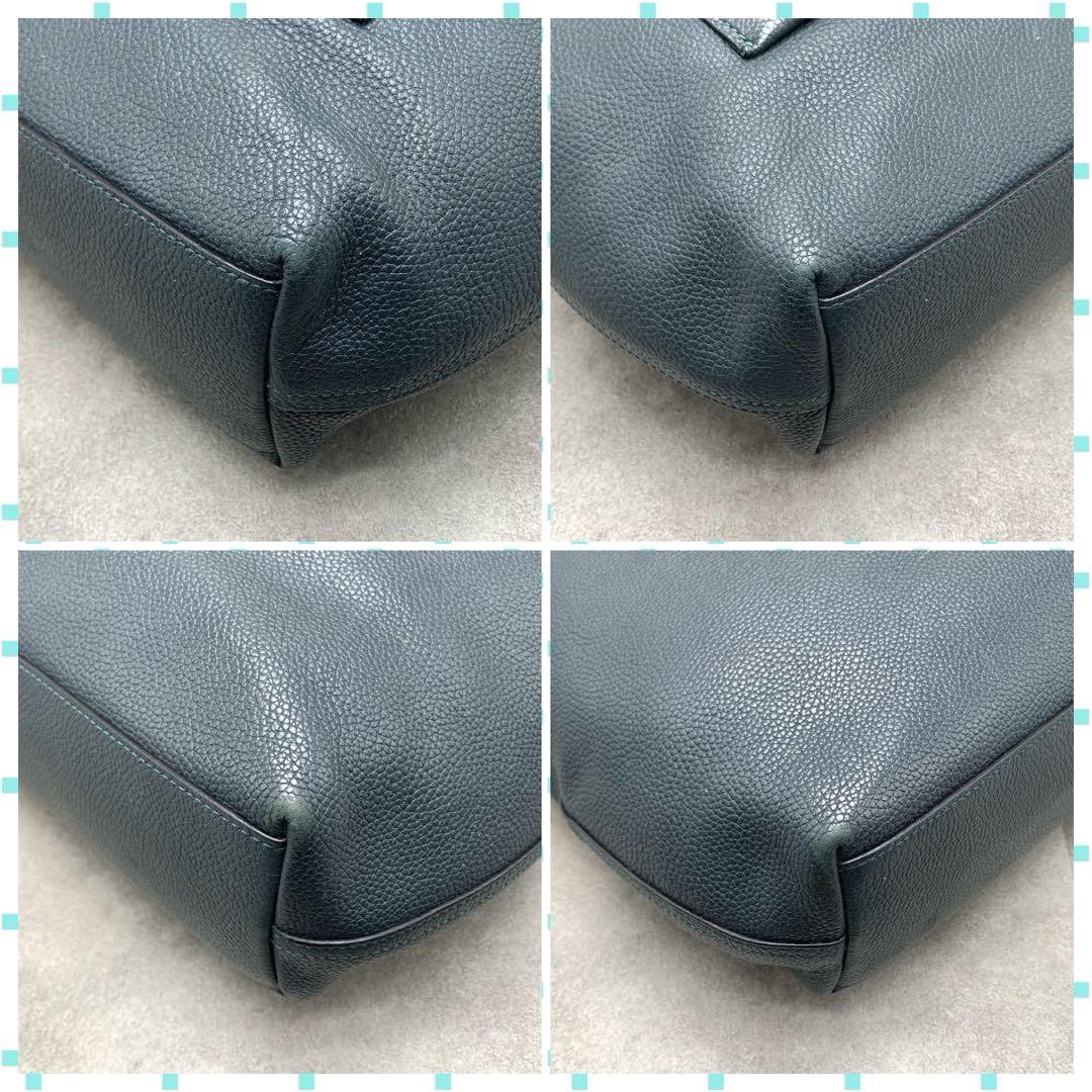 COACH メトロポリタン トートバッグ ショルダーバッグ シボ革 グリーン