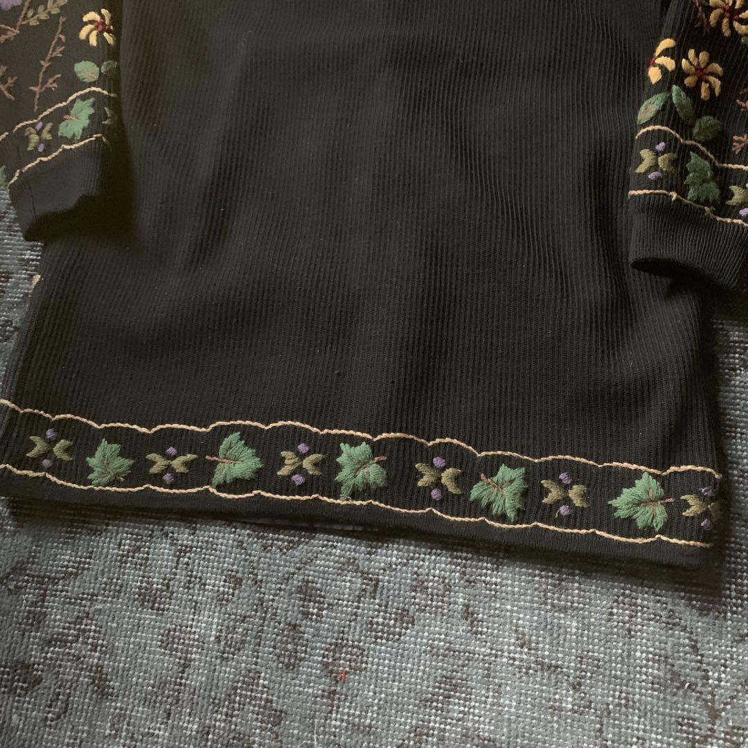 超希少 90s 花柄 フラワー ニット カーディガン レトロ 刺繍 古着