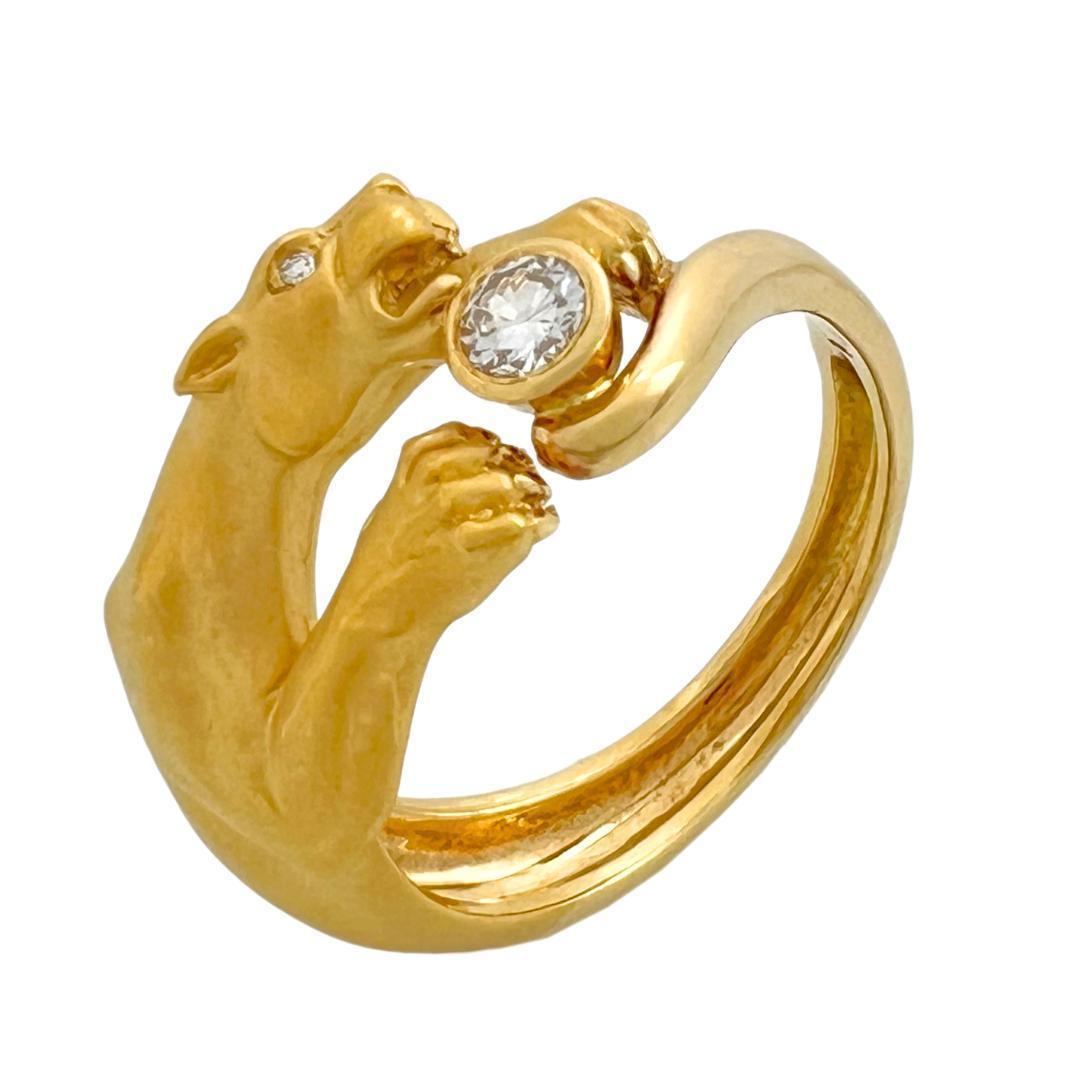 極美品　カレライカレラ　リング　ヴィンテージ　パンサー　ダイヤ　K18　YG