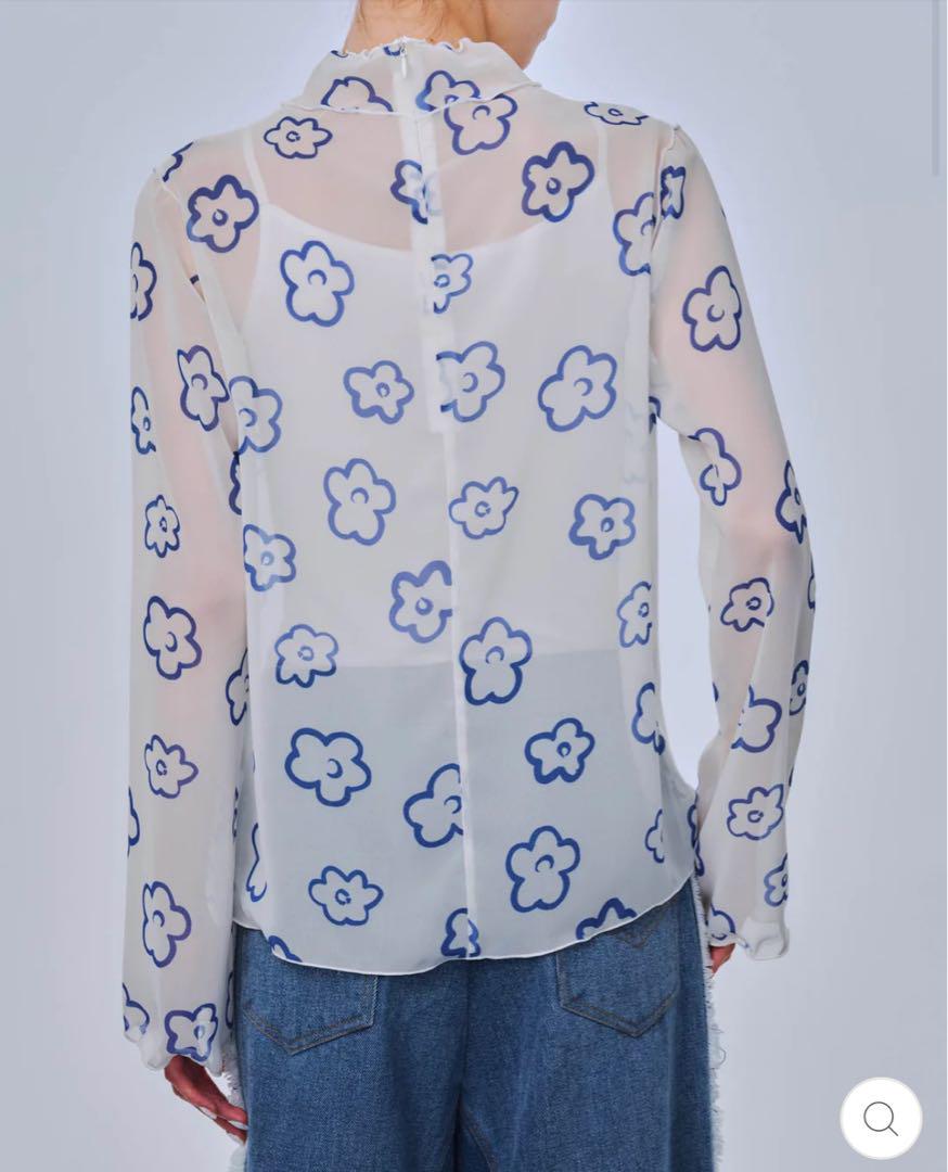トップス POPPY FLOWER GRAFFITI SEE-THROUGH TOPS