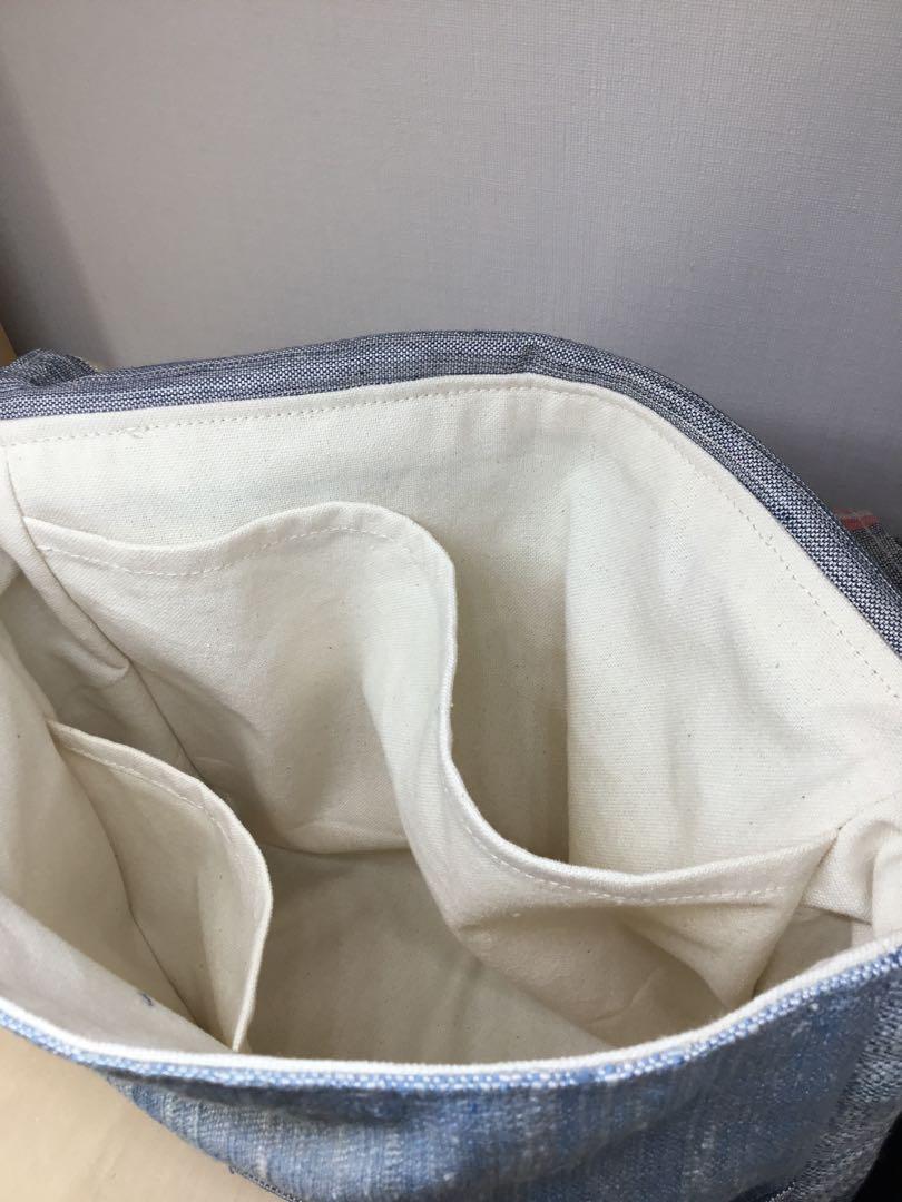 ハンドメイド＊正藍染め剣道着×牛革ヌメ×チェコリネン＊3WAYバッグ