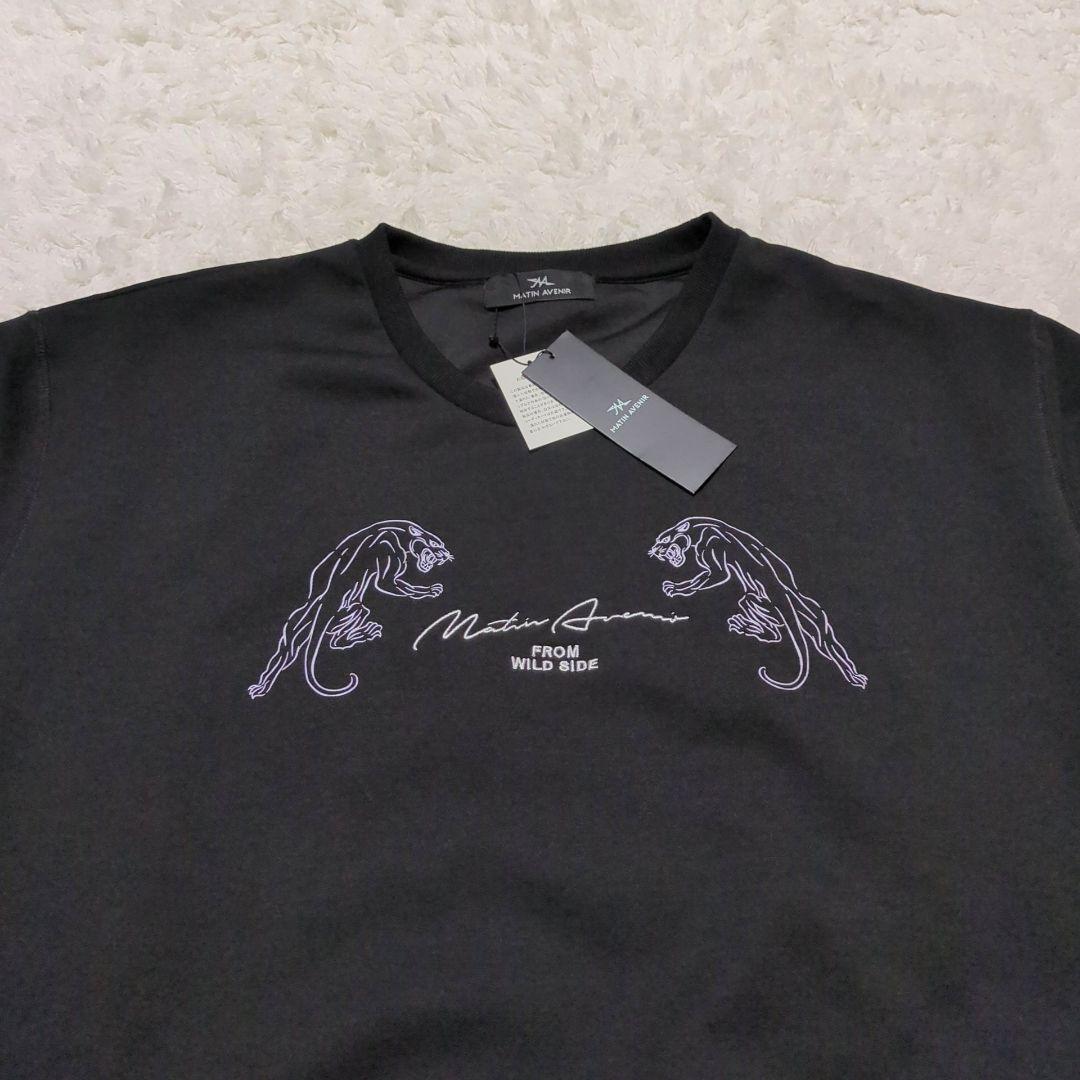 新品タグ付◆マタンアヴニール◆ロゴ刺繍 黒豹 プリント トレーナー 黒 XXL 新品タグ付◆マタンアヴニール◆ロゴ刺繍 黒豹 プリント トレーナー 黒 XXL