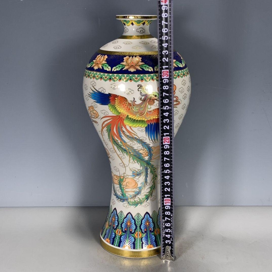 鳳紋梅瓶 収集品 美品 景徳鎮 陶磁器 装飾品 工芸品 美術品 置物