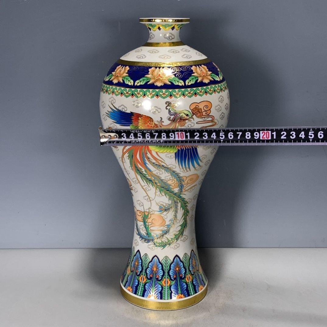 鳳紋梅瓶 収集品 美品 景徳鎮 陶磁器 装飾品 工芸品 美術品 置物