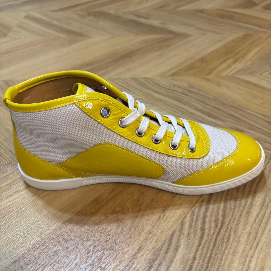 【美品】GUCCI ロゴ ハイカット イエロー エナメル キャンバス 約24cm 【美品】GUCCI ロゴ ハイカット イエロー エナメル キャンバス 約24cm