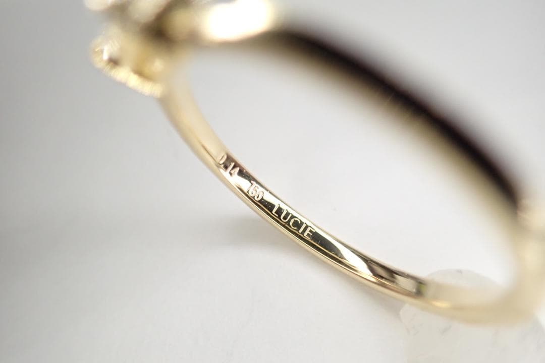 28/美品 LUCIE ルシエ パレ K18 ダイヤ0.14ct リング 指輪