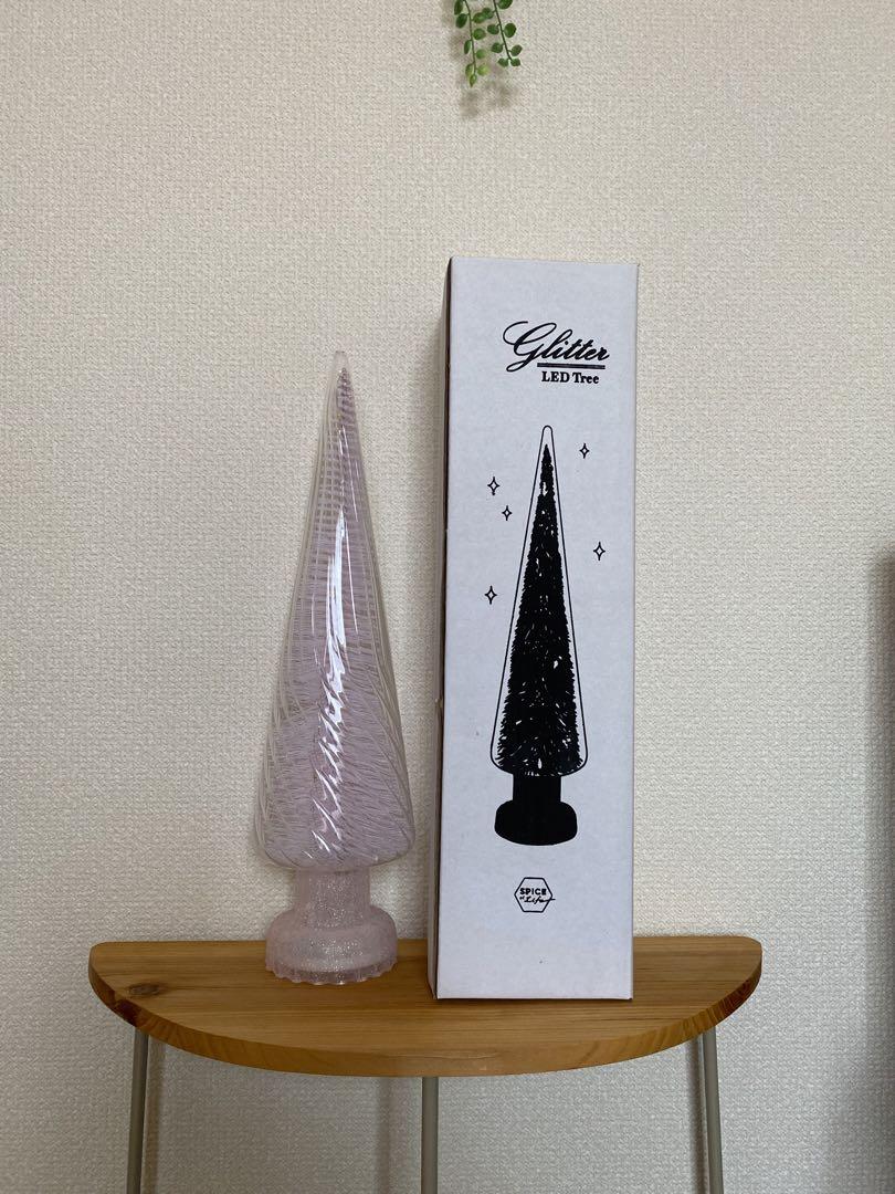 グリッターLEDクリスマスツリーピンク