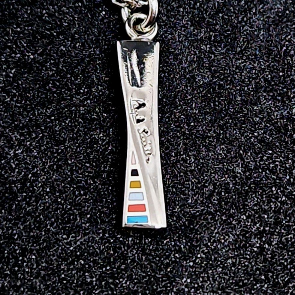 美品✨ポールスミス ツイスト ネックレス　マルチカラーストライプ シルバー