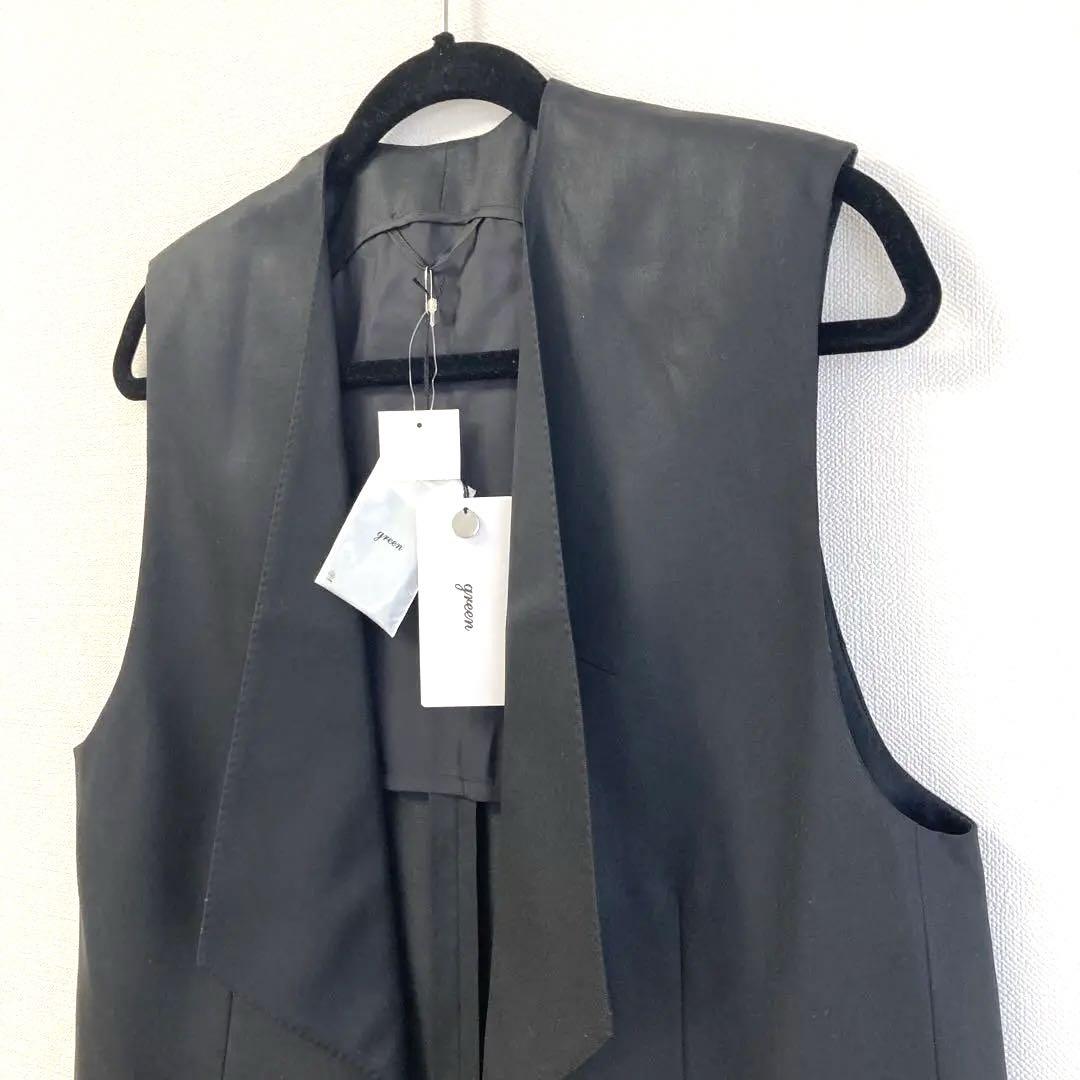 新品　激レア　現ハイクデザイナー　HYKE green ブラックロングジレ　2
