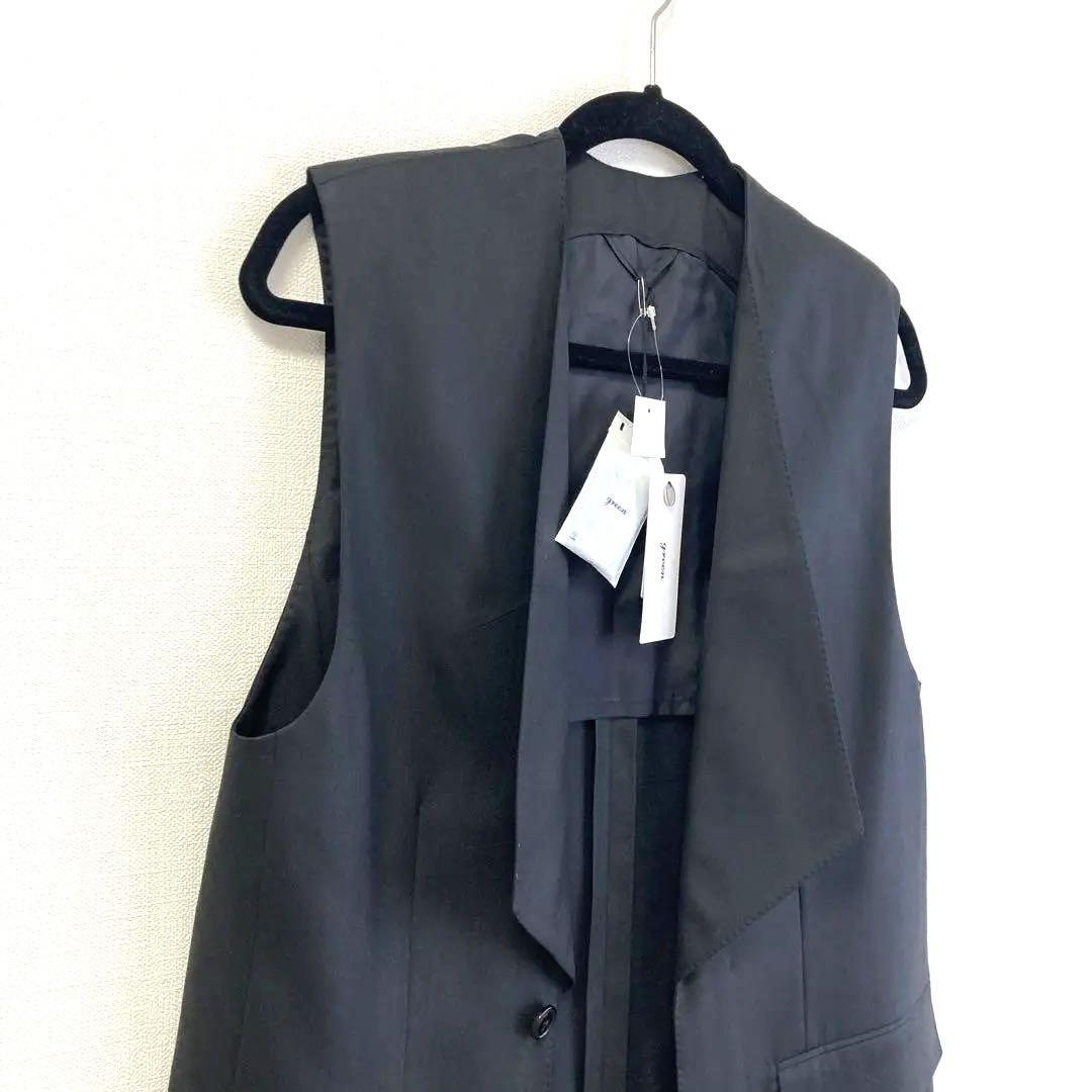 新品　激レア　現ハイクデザイナー　HYKE green ブラックロングジレ　2