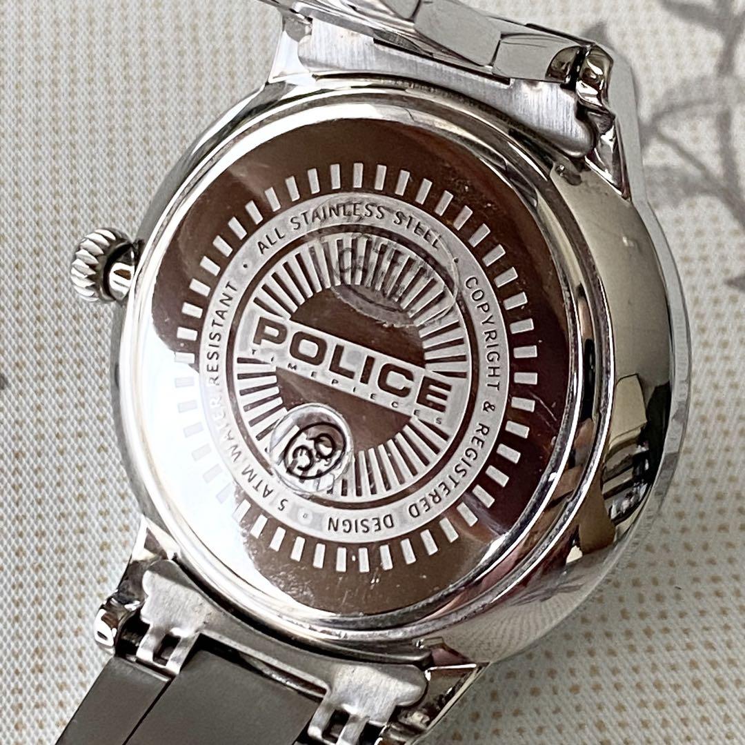 美品 POLICE ポリス メンズ 腕時計 14999JS ステンレス シルバー
