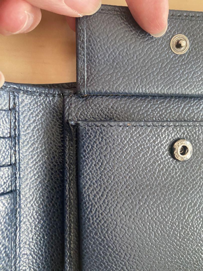PRADA プラダ 二つ折り財布 ブラック×ネイビー