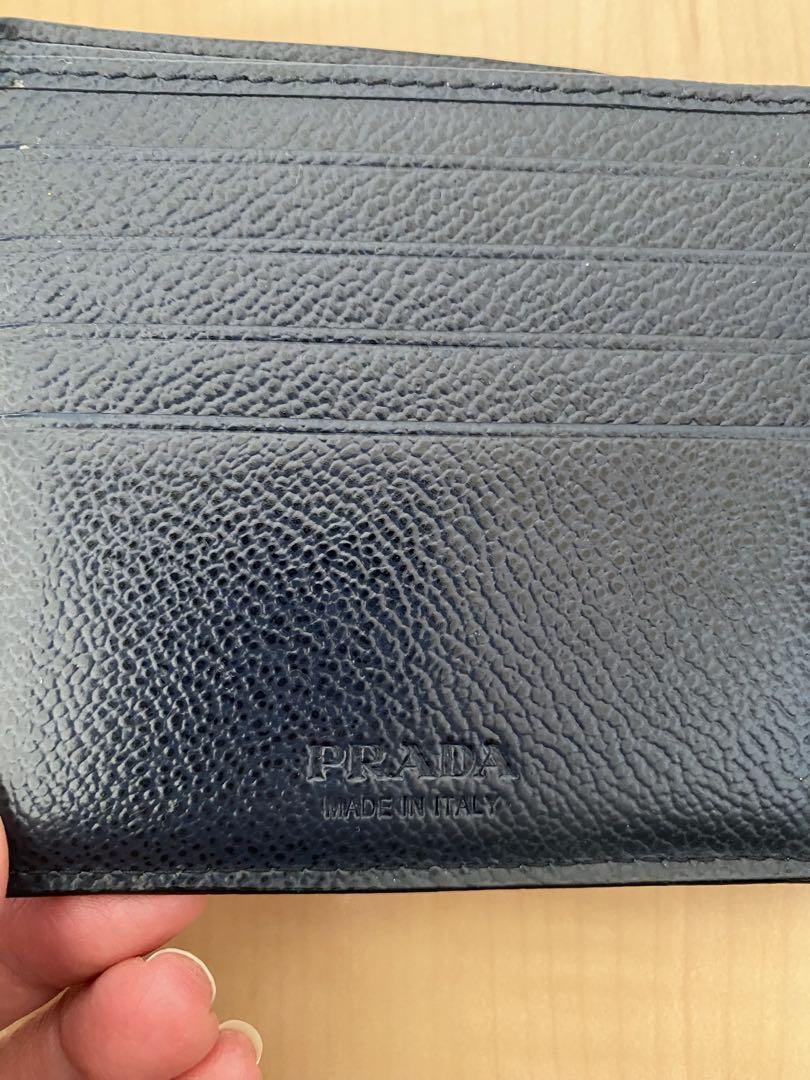 PRADA プラダ 二つ折り財布 ブラック×ネイビー