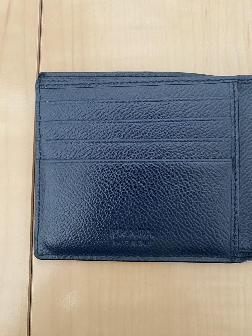 PRADA プラダ 二つ折り財布 ブラック×ネイビー