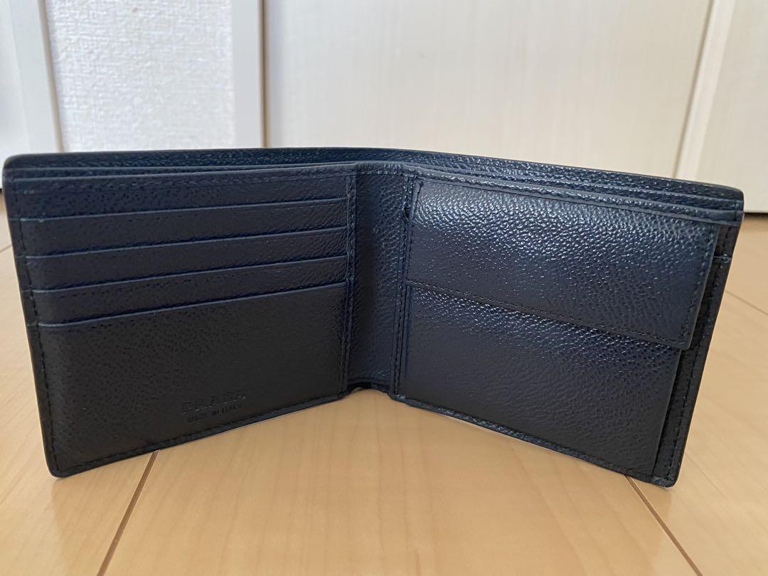 PRADA プラダ 二つ折り財布 ブラック×ネイビー