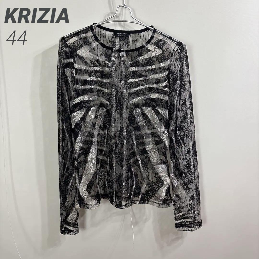 ●美品● KRIZIA 44 シアー 総柄 長袖カットソー