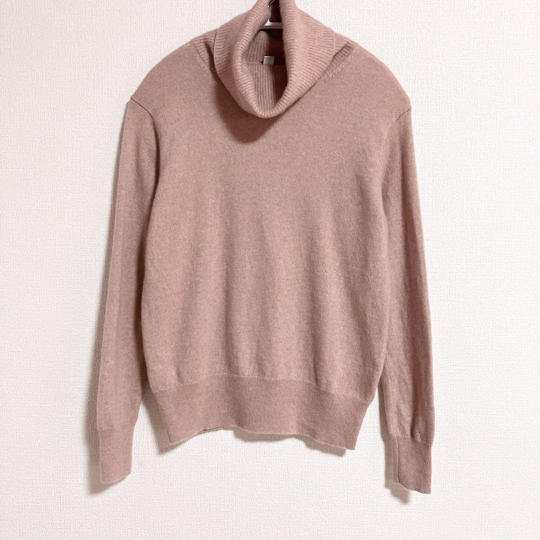 美品 ユニクロ カシミヤ100% タートルネックセーター ピンク