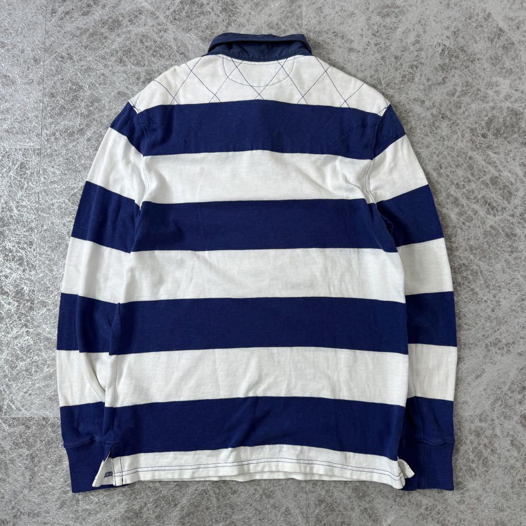 【海外 正規品】 ラガーシャツ ポロラルフローレン 太ボーダー 紺 × 白 トップス