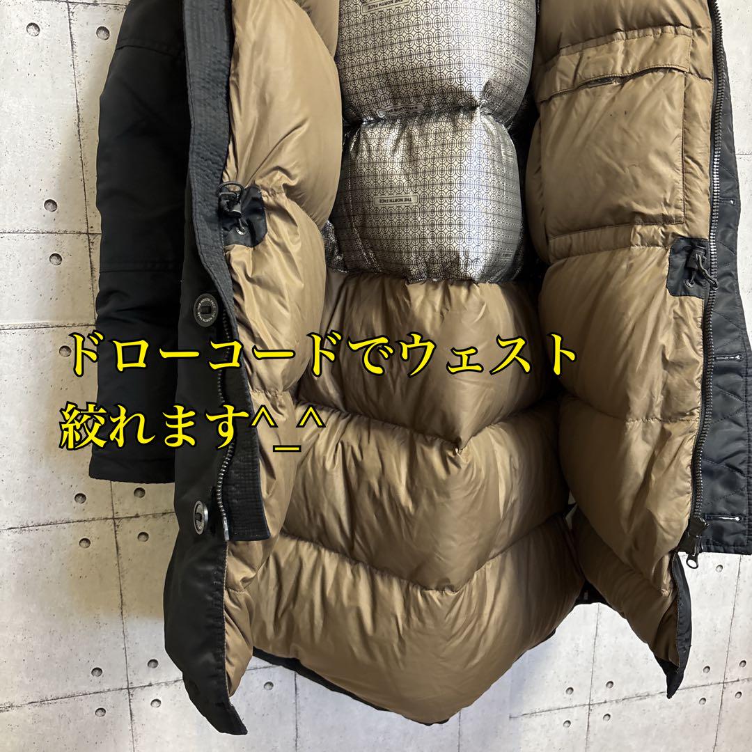 【サンサンサン】ノースフェイス　ダウンコート　ミドル丈　ブラック×ブラウン