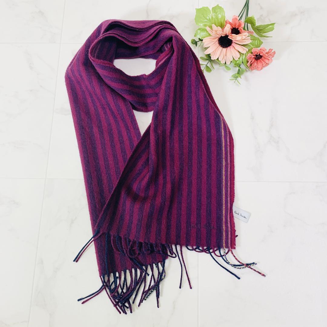 ポールスミスコレクション　カシミヤ混 マフラー　美品 ポールスミス（Paul Smith）マフラー カシミア混 バーガンディー