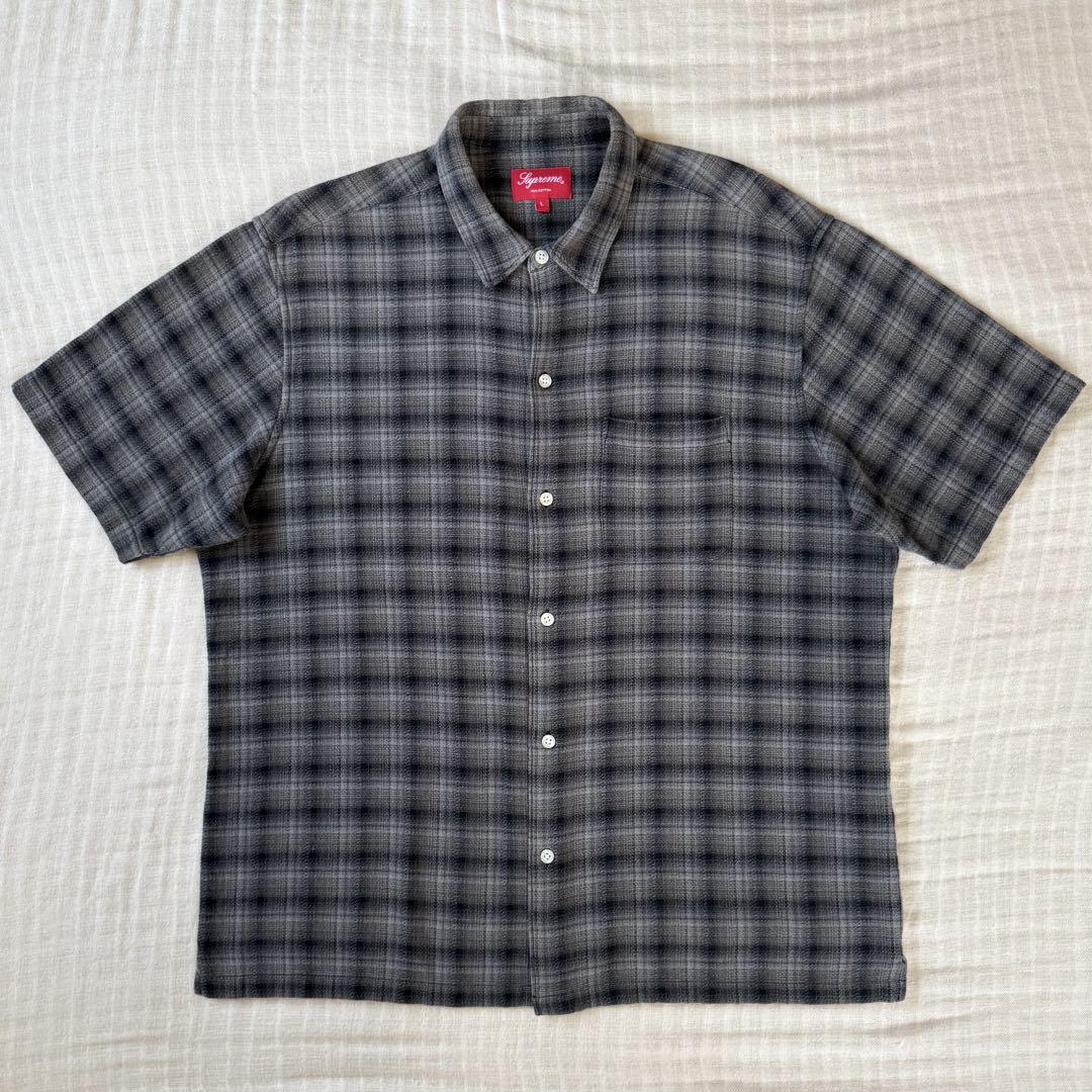 シュプリーム supreme ビッグ刺繍口ゴチェック柄半袖シャツ L