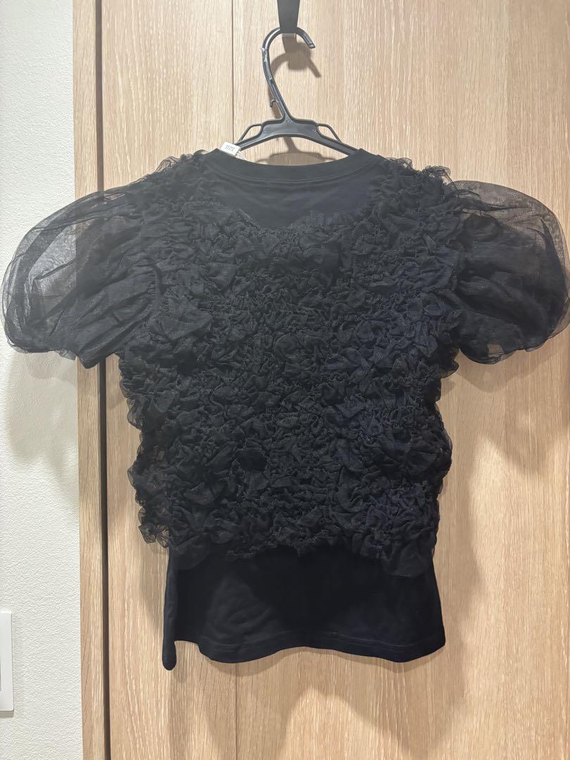 新品　未使用　タグ付　黒　TULLE VEST LAYERED TOPS