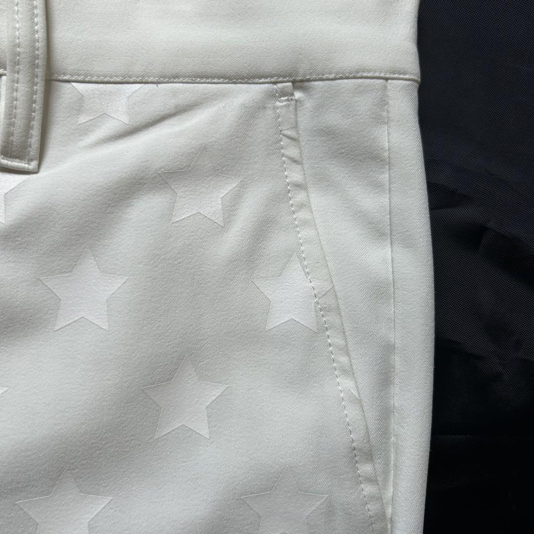 美品★ダンスウィズドラゴン メンズゴルフショートパンツ　レオパード 星模様 白M