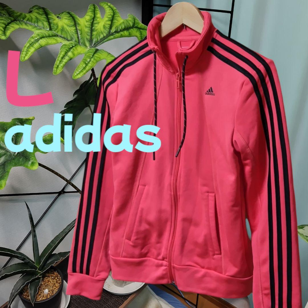 アディダス ジャージ トップス 長袖 チェリーピンク系 L adidas