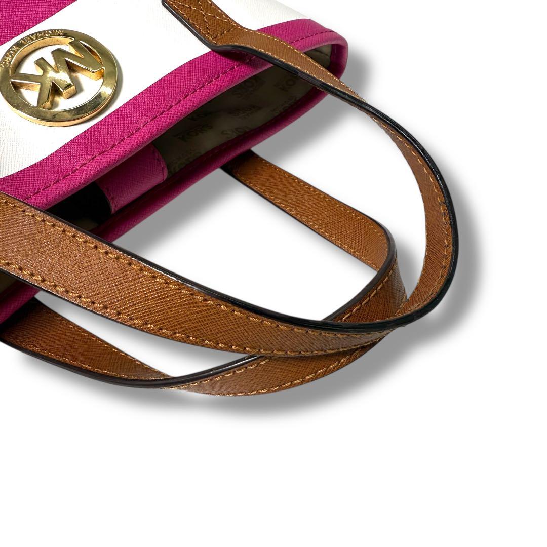 《激レア品》マイケルコース ミニトートバッグ サフィアーノレザー ストライプ