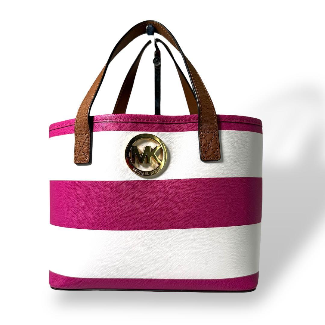 《激レア品》マイケルコース ミニトートバッグ サフィアーノレザー ストライプ