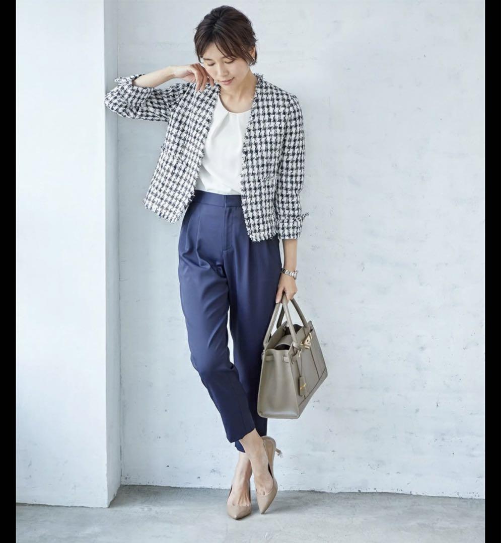 (美品) ROPE ロペ チェックツイードフリンジ ジャケット