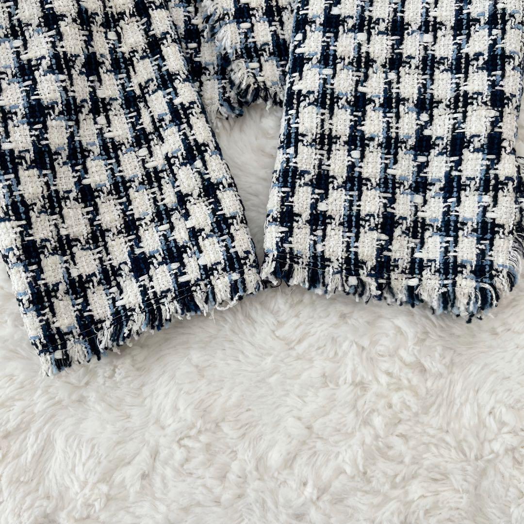 (美品) ROPE ロペ チェックツイードフリンジ ジャケット