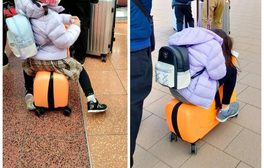 子供　乗れるキャリーケース キッズトラベル Mサイズ オレンジ