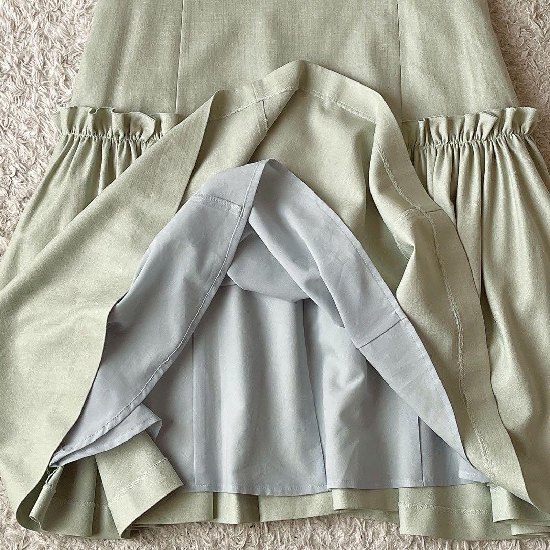 美品】フォクシー ワンピースドレス ギャザー ひざ丈 ミント