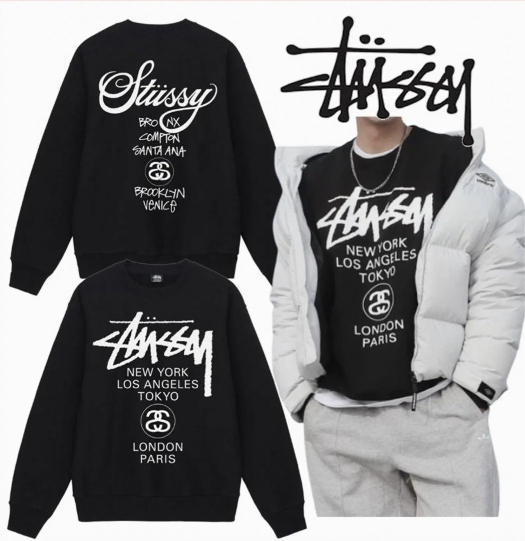 Stüssy ワールドツアー スウェット ブラック M stussy ステューシー WORLD TOUR CREW スウェット M ブラック